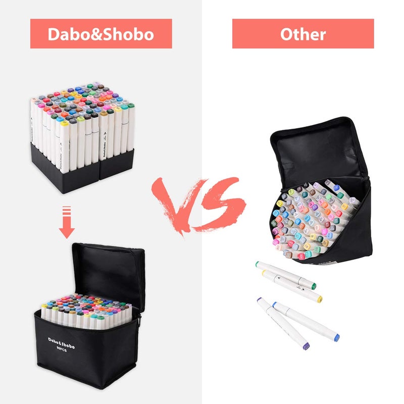 Dabo&Shobo 80 لونًا من أقلام تحديد الكحول، أقلام تحديد مزدوجة الأطراف، أقلام تلوين دقيقة وإزميل، أقلام تلوين إزميل للتلوين والرسم للبالغين - Image 3